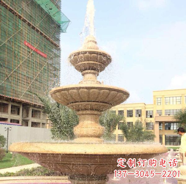 合肥晚霞红大型多层喷泉石雕