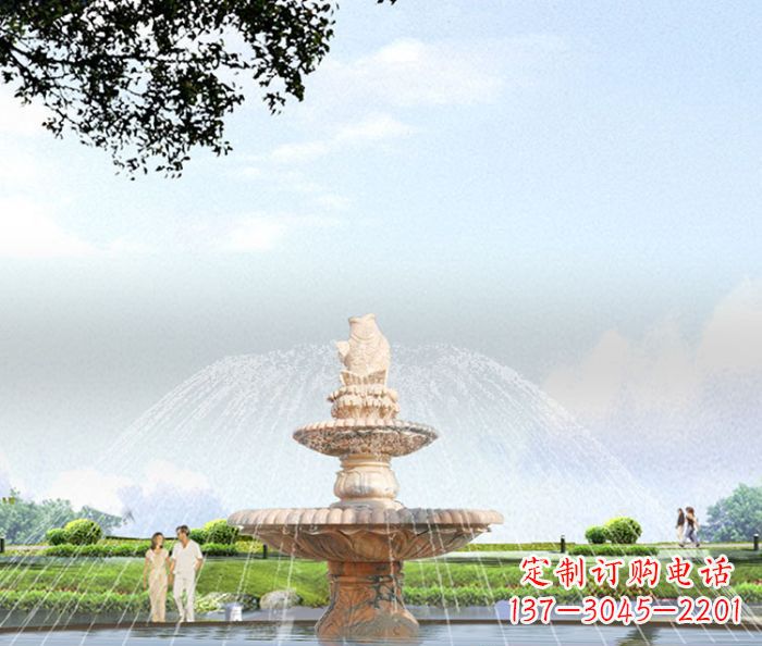 合肥晚霞红多层大型石雕喷泉 (4)