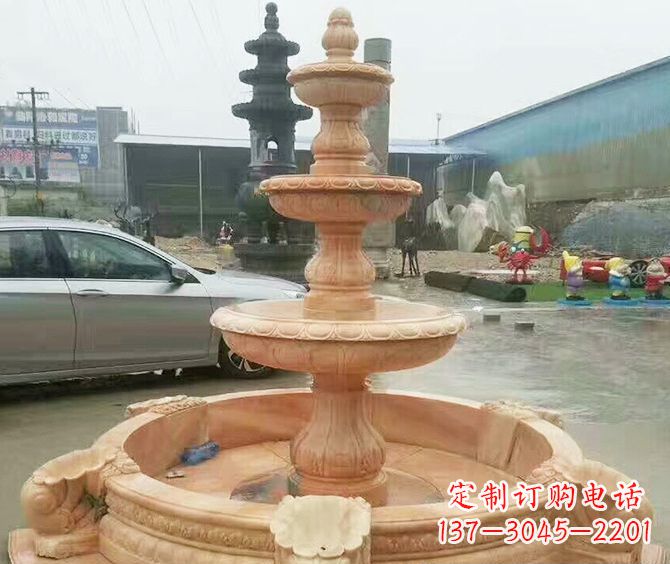 合肥晚霞红多层大型石雕喷泉 (3)