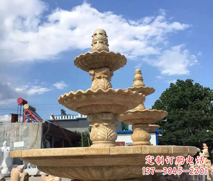 合肥晚霞红多层喷泉石雕
