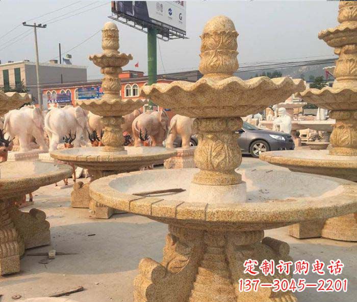 合肥晚霞红多层大型石雕喷泉