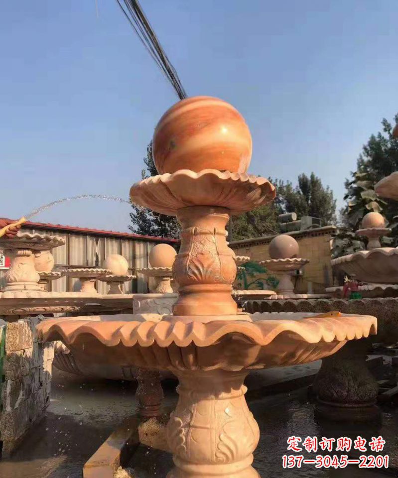 合肥晚霞红风水球雕塑别墅庭院景观雕塑