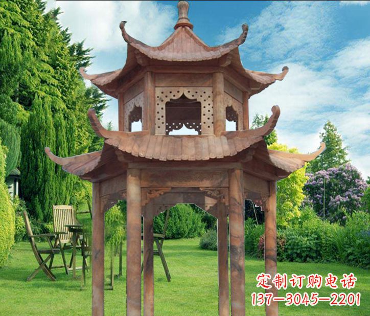 合肥晚霞红公园建筑凉亭