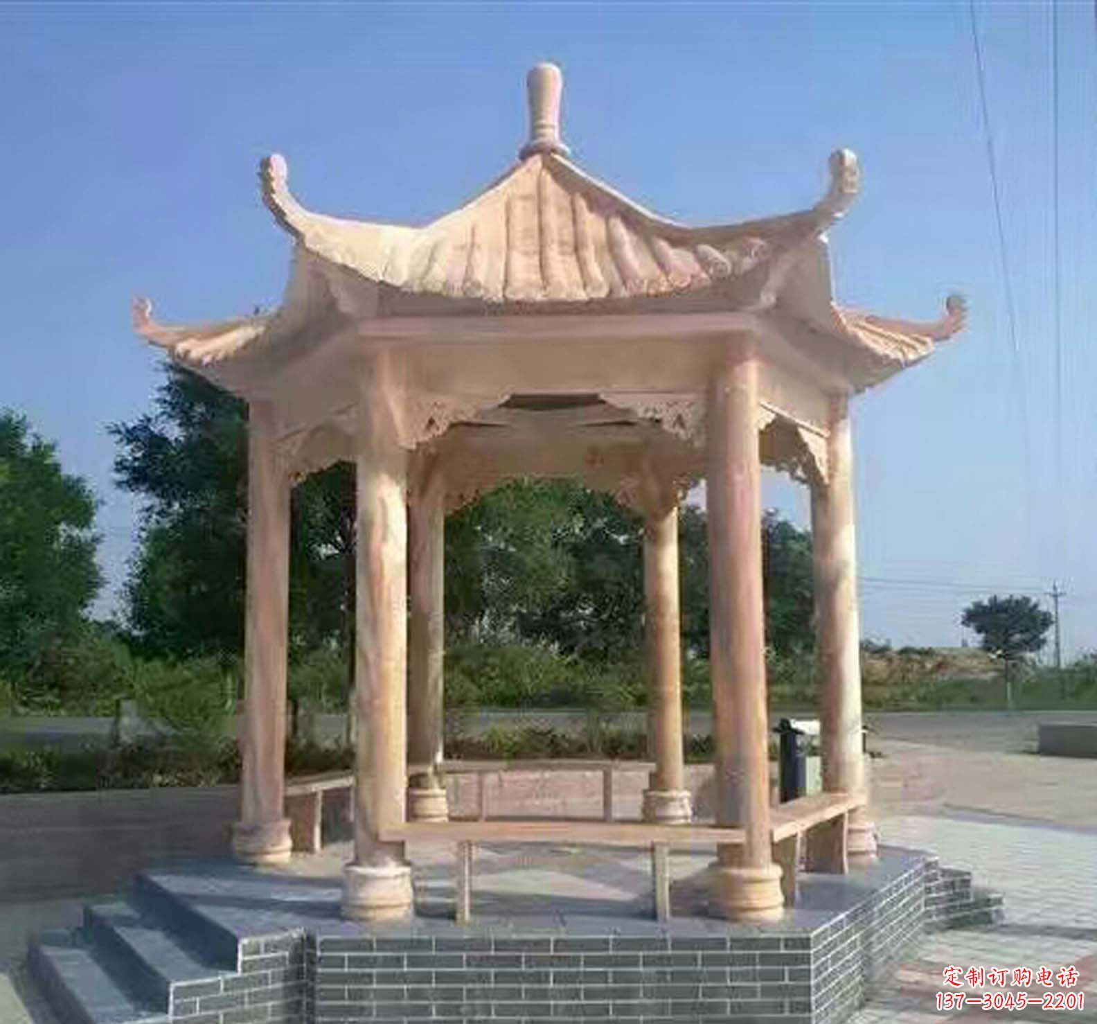 合肥晚霞红公园景观凉亭