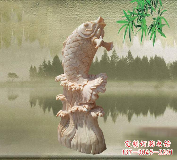 合肥晚霞红鲤鱼石雕