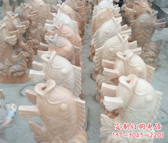 合肥晚霞红喷水鲤鱼公园石雕 (2)