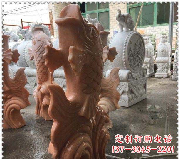 合肥晚霞红喷水鲤鱼公园石雕