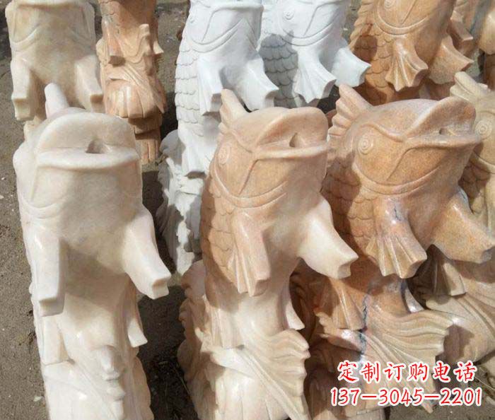 合肥晚霞红喷水鲤鱼庭院石雕