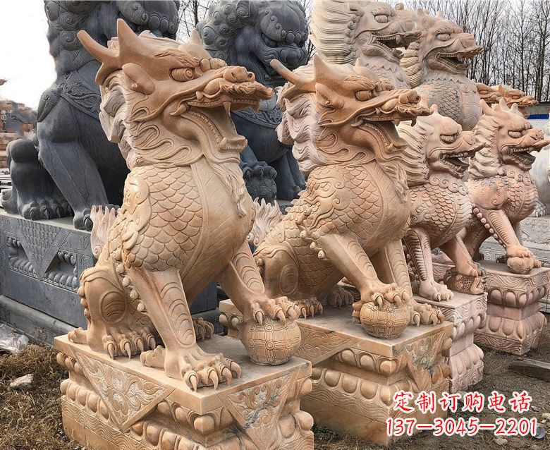 合肥晚霞红麒麟石雕 (2)