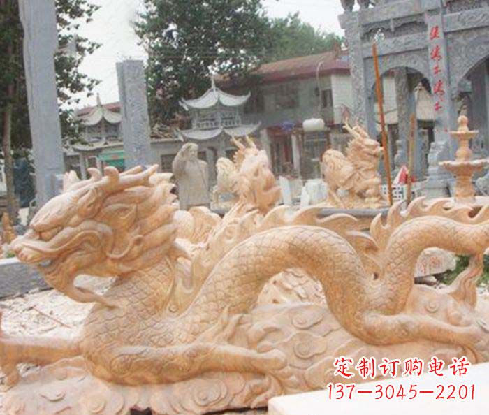 合肥晚霞红生肖龙石雕