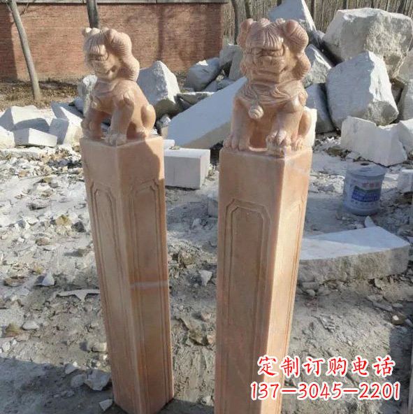 合肥晚霞红狮子拴马桩