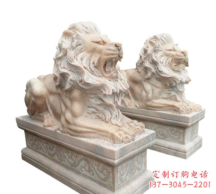 合肥晚霞红石材欧式狮子