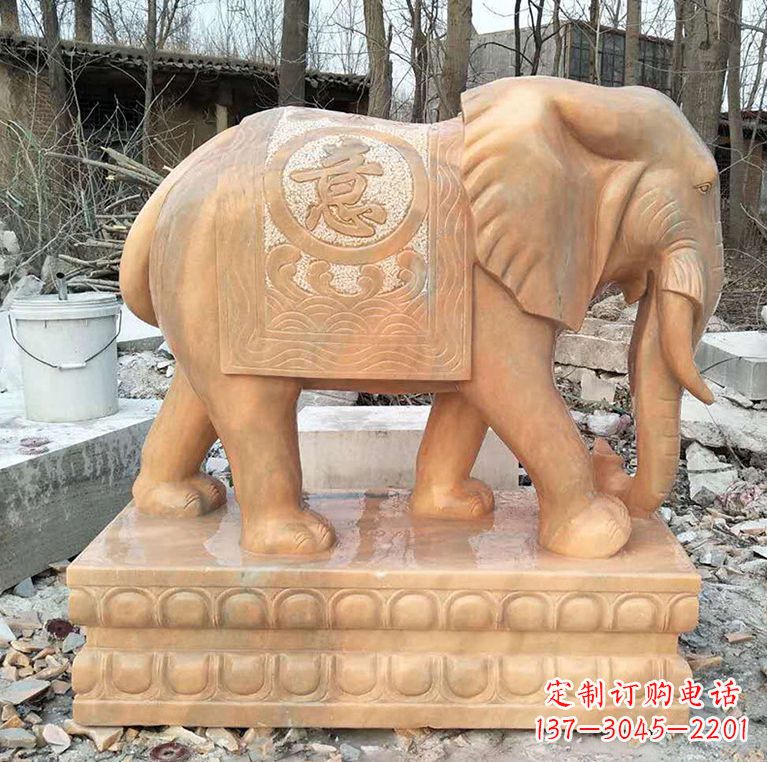 合肥晚霞红石材大象雕塑