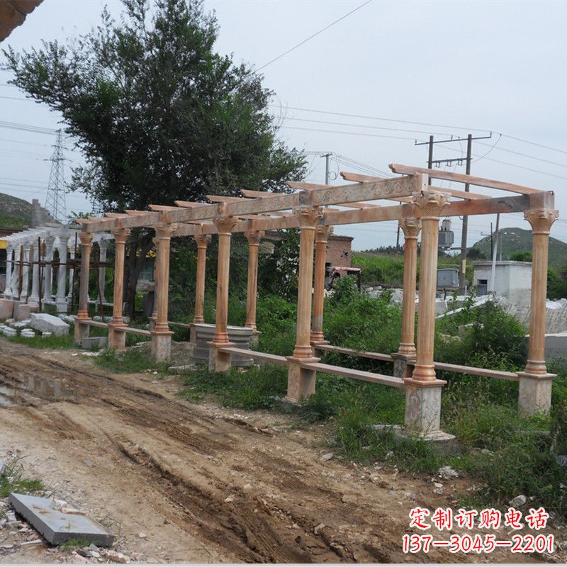 合肥晚霞红石雕花架长廊
