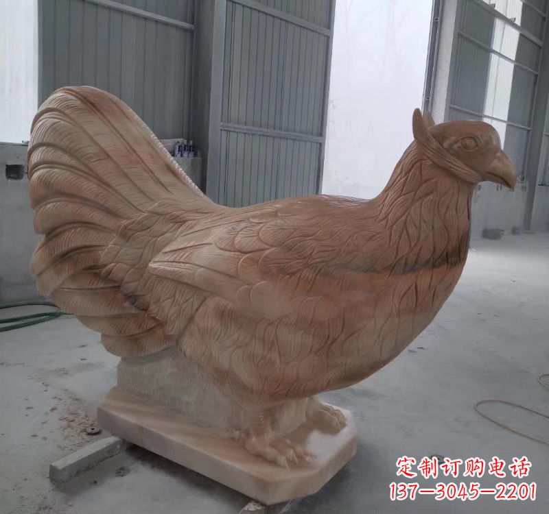 合肥晚霞红石雕母鸡