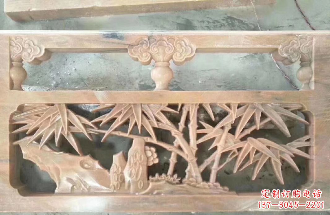 合肥晚霞红石浮雕栏板户外摆件园林景观雕塑