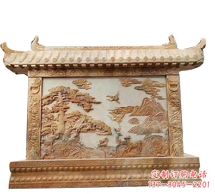 合肥晚霞红松鹤延年浮雕影壁
