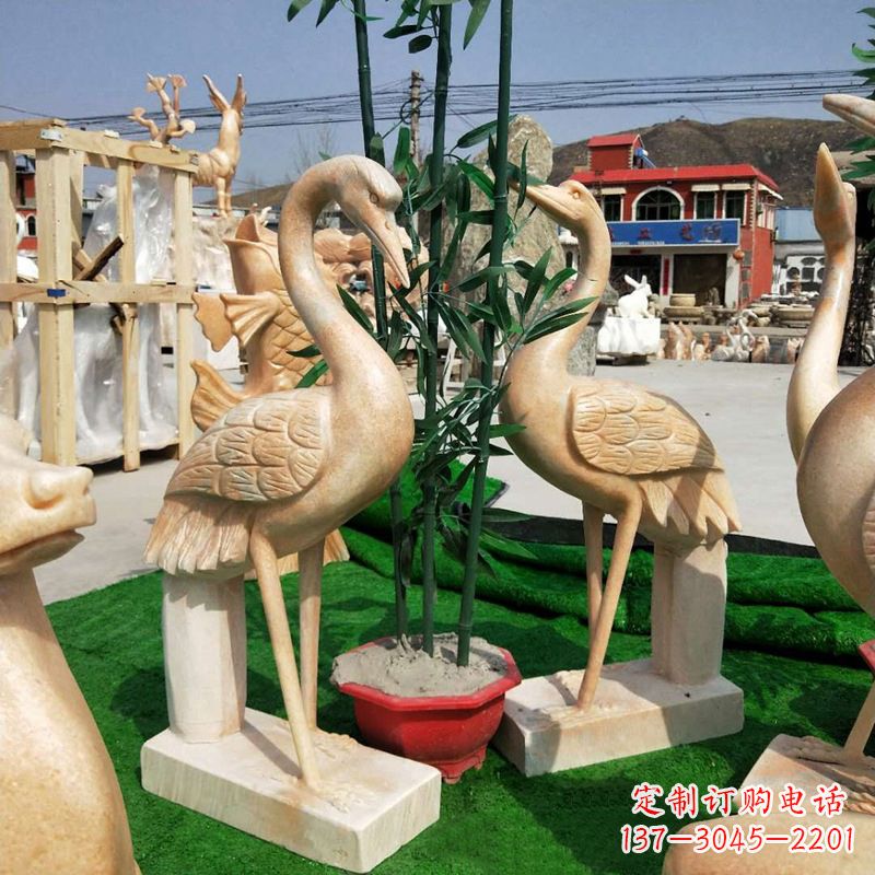 合肥晚霞红仙鹤石雕