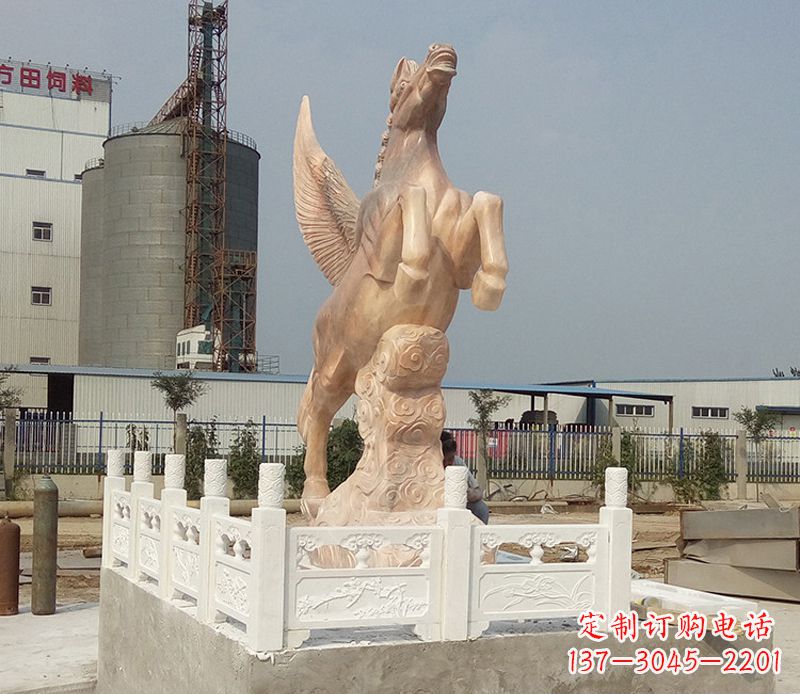 合肥晚霞红祥云飞马企业景观石雕