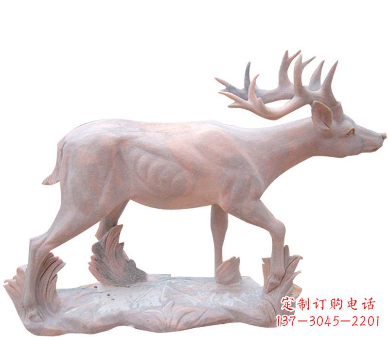 合肥晚霞红小鹿石雕