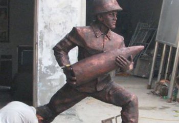合肥铜雕炮弹战士，象征勇气和决心