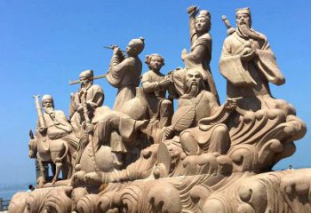 合肥神话传说“八仙过海”人物群景观石雕