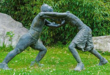 合肥摔跤运动小孩公园草坪铜雕