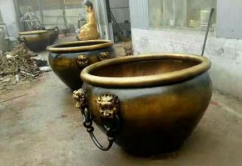 合肥铜雕圆形荷花水缸雕塑 (2)