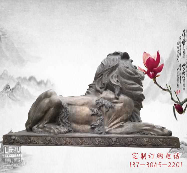 合肥卧着的西洋狮子铜雕