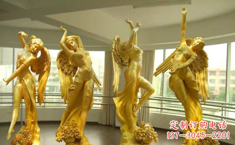 合肥舞蹈四女神玻璃钢仿铜人物雕塑