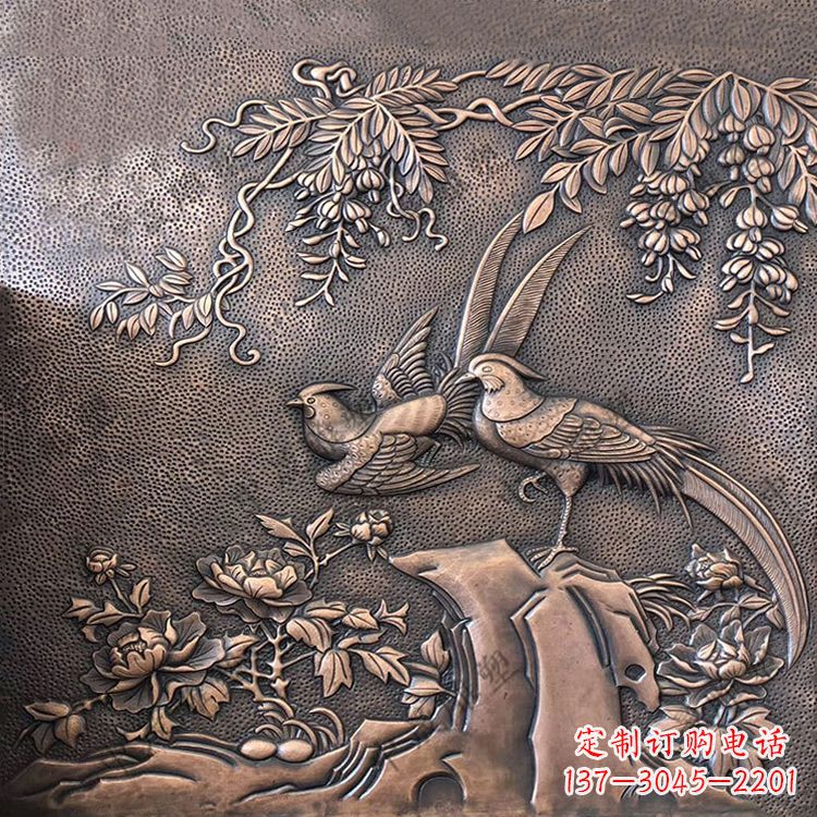 合肥喜鹊紫铜浮雕装饰画