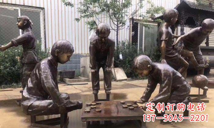 合肥下象棋儿童铜雕 (2)