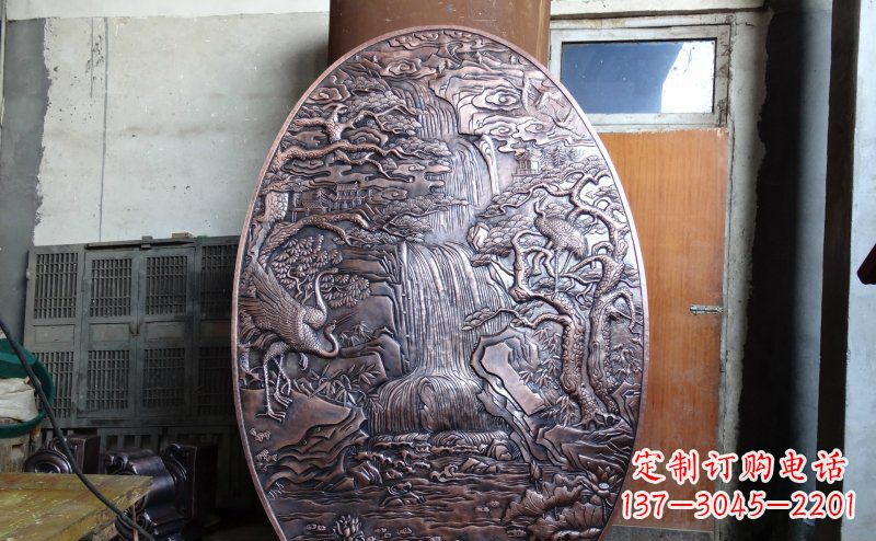 合肥仙鹤松林瀑布古代园林景观铜浮雕