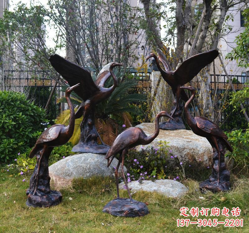 合肥仙鹤铜雕塑 (2)