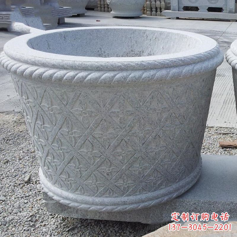 合肥现代石雕花盆雕塑
