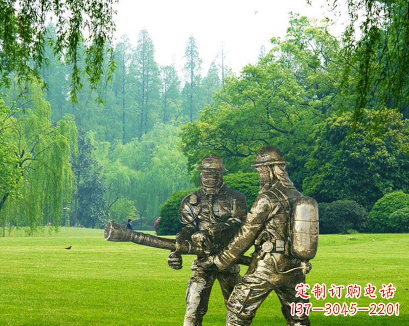 合肥消防员灭火铜雕