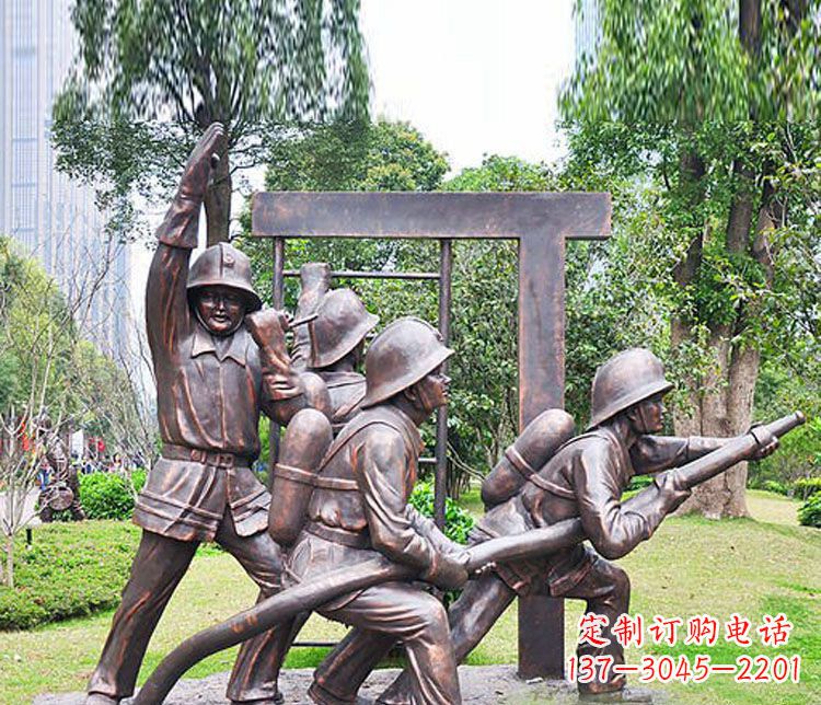 合肥消防员人物铜雕 (2)