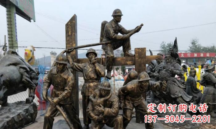 合肥消防战士人物铜雕