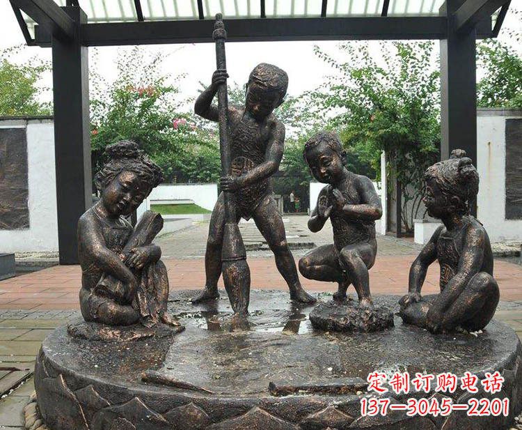 合肥小孩写大字铜雕小品