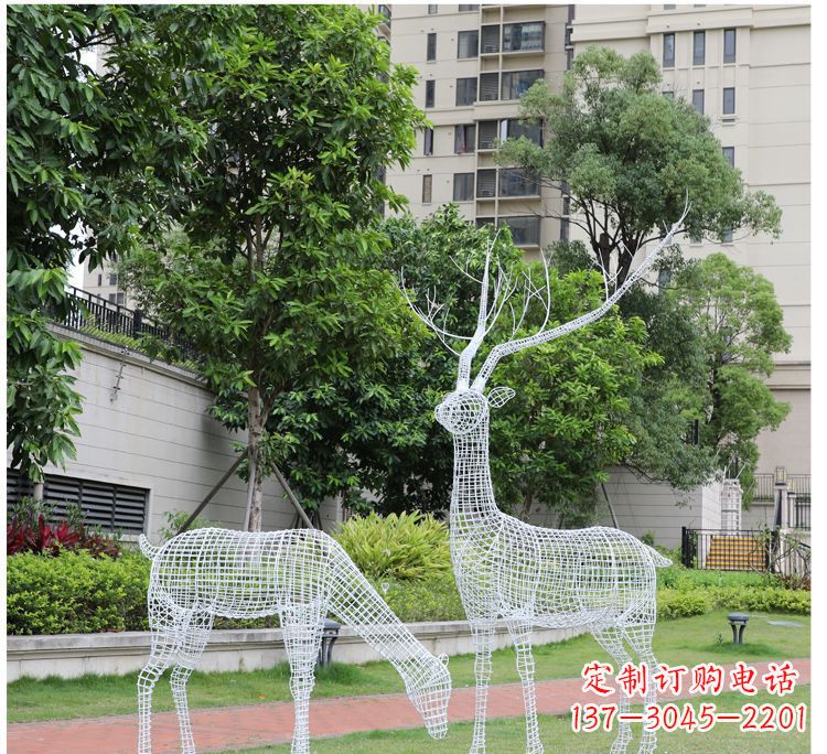合肥小区不锈钢镂空梅花鹿鹿雕塑