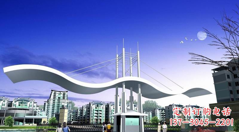 合肥小区不锈钢门牌坊景观雕塑