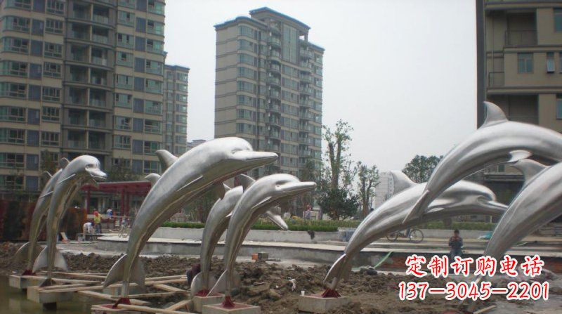 合肥小区不锈钢跳跃海豚雕塑