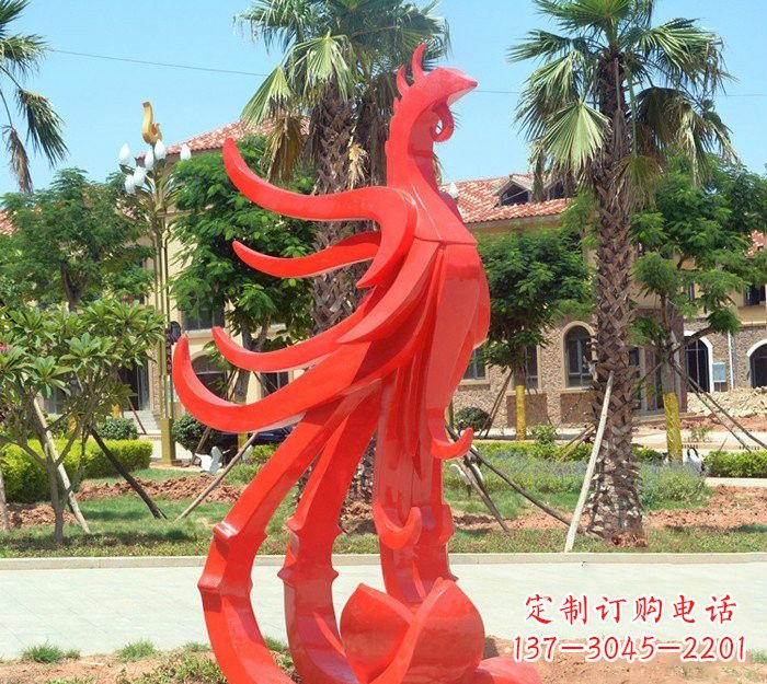 合肥小区抽象不锈钢凤凰雕塑