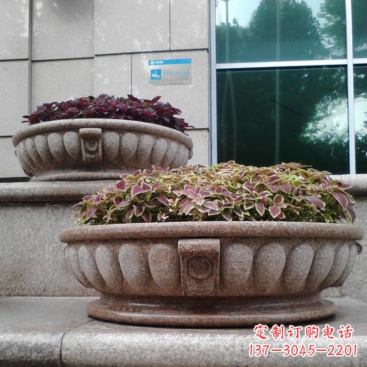 合肥小区花岗岩石雕花盆