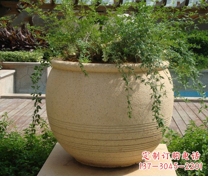 合肥小区景观大理石花盆石雕 (2)