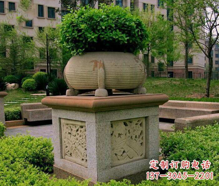 合肥小区景观大理石花盆石雕 (3)