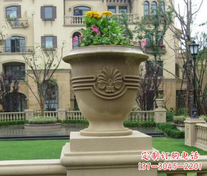 合肥小区景观大理石花盆石雕 (5)