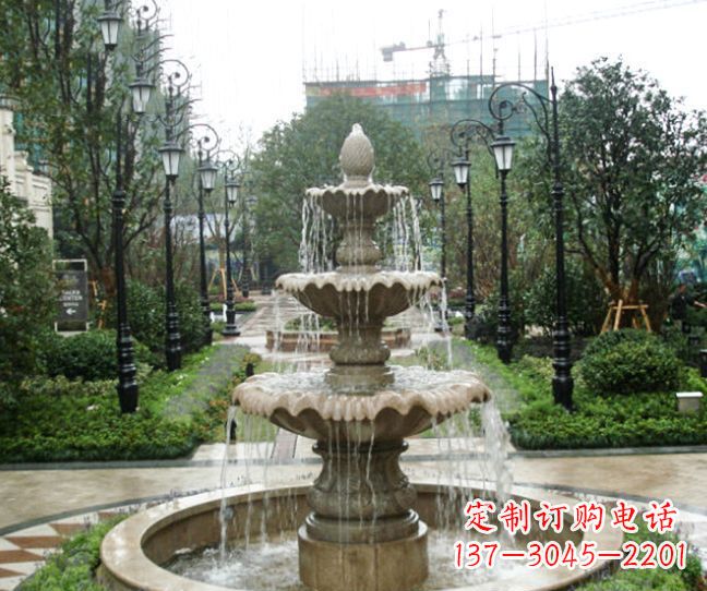 合肥小区景观大理石喷泉石雕 (4)