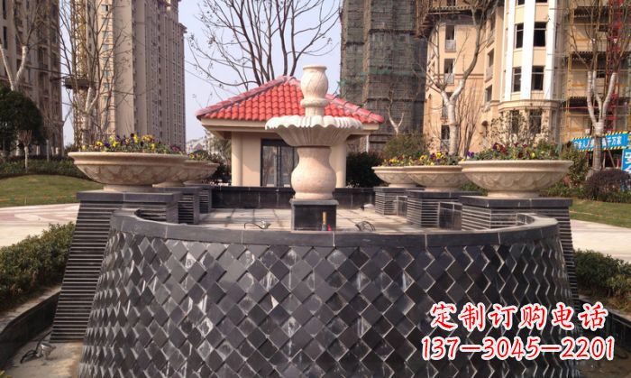 合肥小区景观大理石喷泉石雕 (3)