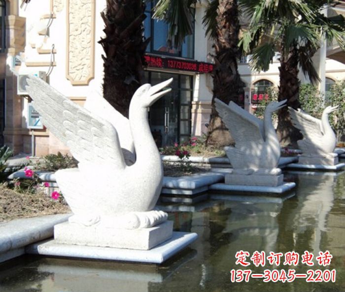 合肥小区景观大理石天鹅喷泉石雕
